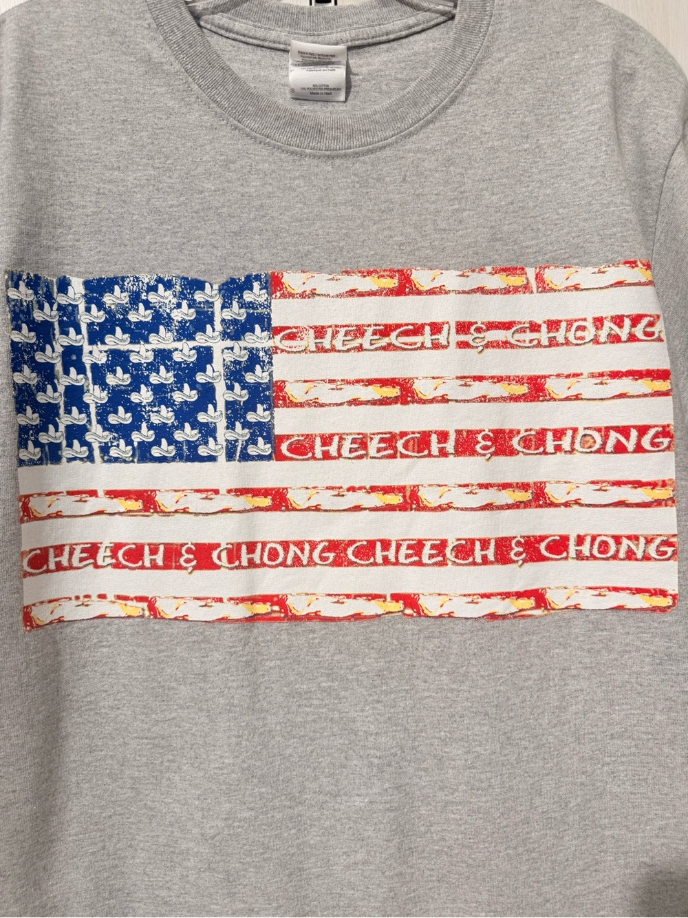 Cheech & Chong Gray American Flag Graphic Tee
